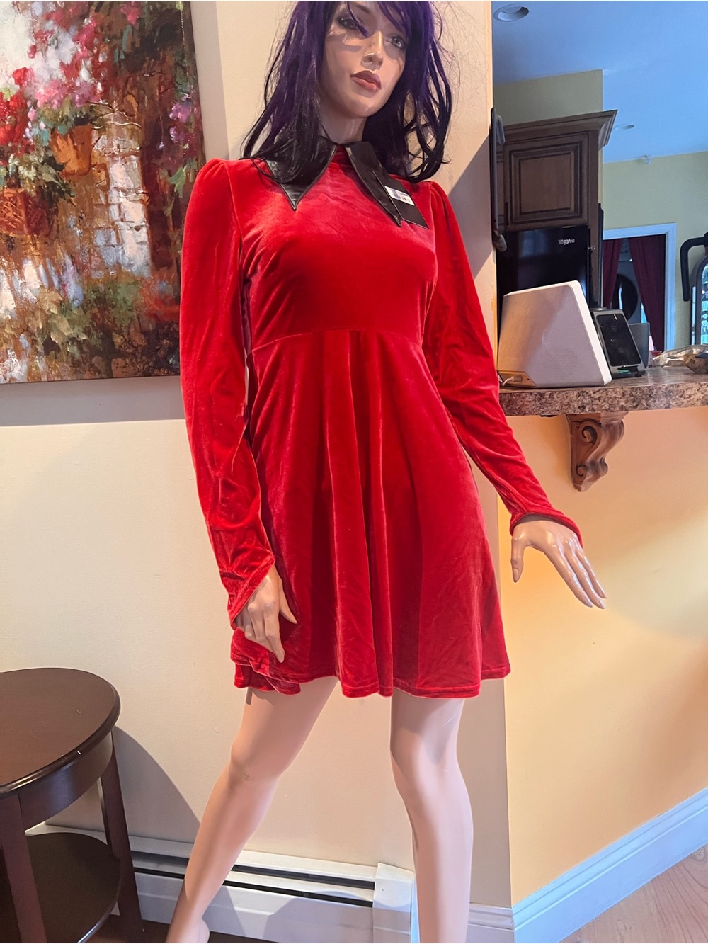 Killstar Cathedral II Skater Red velvet S Dress nwt